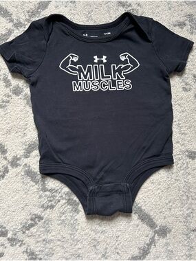 Under Armour Black Baby One-Piece with White "Milk Muscles" Graphic